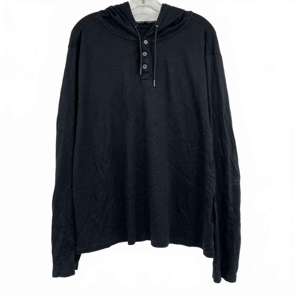 Robert Barakett Black Hooded Cotton Tee | Men XL Regular